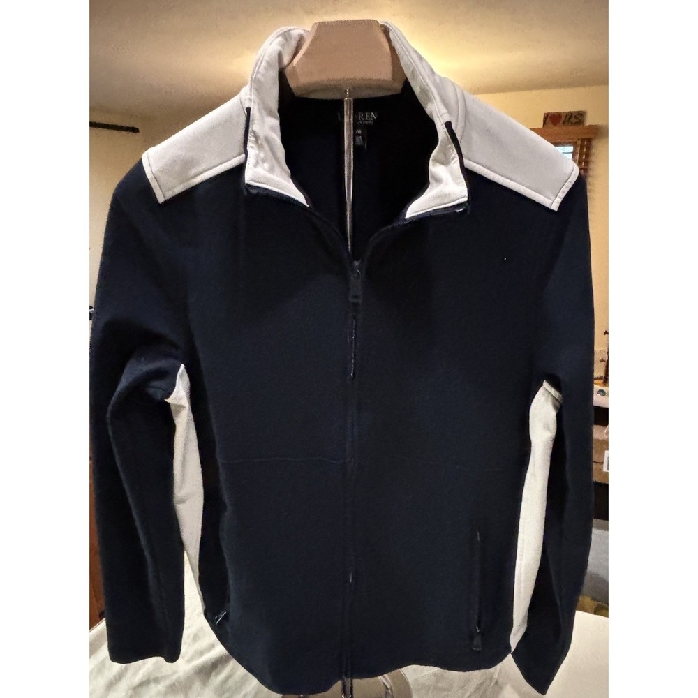 Ralph Lauren Black Label Full Zip Athletic Sports Jacket W/ Pockets Women's LG